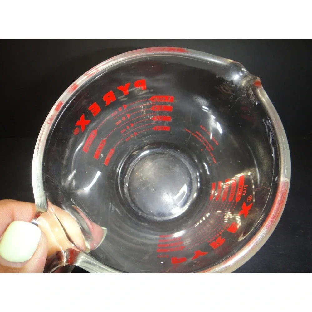 Vintage Pyrex 1 Cup Glass Measuring Cup Red Lettering Made in USA 8oz 250ml